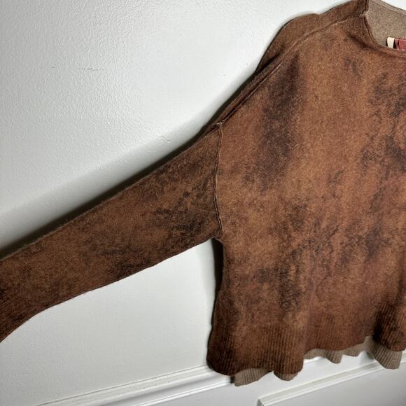 Anthropologie Pilcro Cashmere Mock Neck Snakeskin Brown Motiff Womens Large - Picture 2 of 9